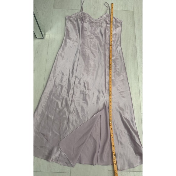 Vintage Erika Taylor Camisole Long Nightgown Sz L - Purple Embroidered - Slit - Picture 4 of 7
